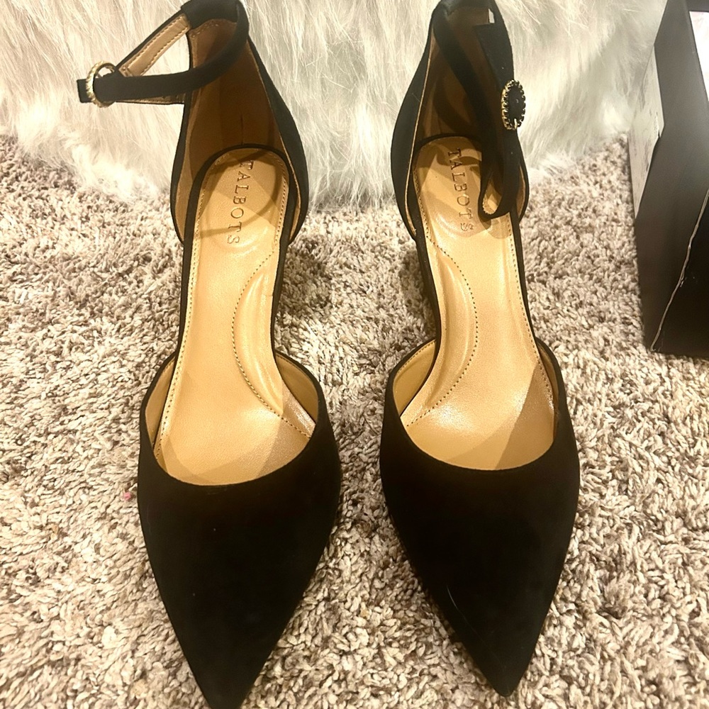 Talbots Black Suede Pointed Toe Heels